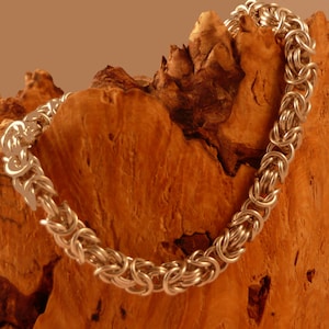 Byzantine chain maille bracelet, sterling silver