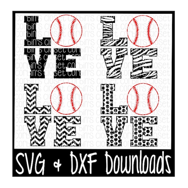 Love Baseball Mix & Match Cutting File - DXF SVG Files - Silhouette Cameo, Cricut