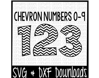 Chevron Numbers SVG * Chevron Pattern Cut File - SVG & DXF Files - Silhouette Cameo, Cricut