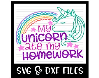 clipart do my homework My Unicorn Ate My Homework Cut File - DXF, SVG & Printable Files - Silhouette Cameo, Cricut