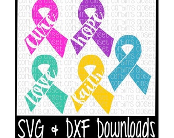 Cancer Awareness SVG * Awareness Ribbons Cut File - SVG & DXF Files - Silhouette Cameo, Cricut