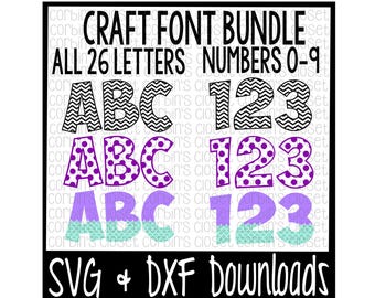 SVG Font Bundle * Polka Dot * Mermaid * Chevron Cut File - DXF & SVG Files - Silhouette Cameo, Cricut