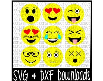 Emoji Faces * Mix and Match Cutting File - SVG & DXF Files - Silhouette Cameo/Cricut