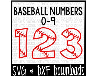 Baseball Numbers Cut File - DXF & SVG Files - Silhouette Cameo, Cricut