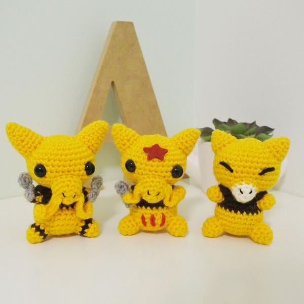 Abra Kadabra Alazakam Amigurumi Set (Pokemon Amigurumi) - Made to Order