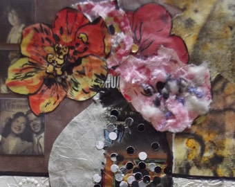 Vase and Peonies Collage