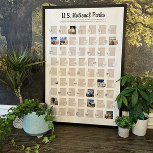 US National Park Tracker - 63 Window Matboard with Frame (24"x36")