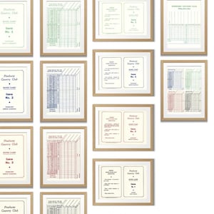 Set di 4 carte segnapunti e putting originali Pinehurst da golf, 11x14 pollici (1989-1919)