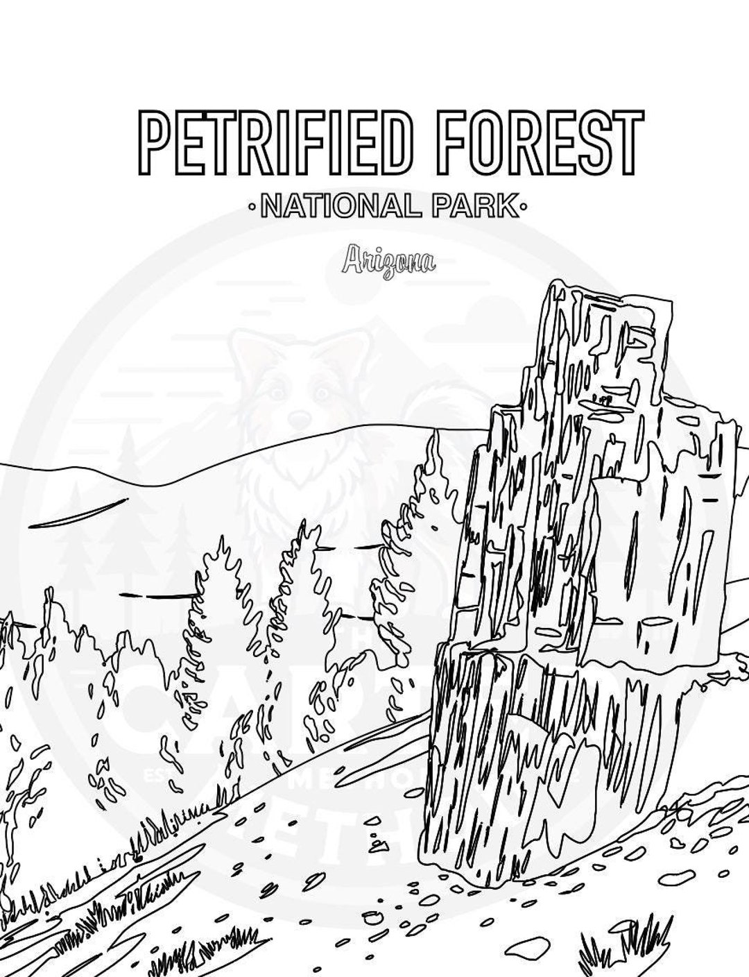 Petrified Forest National Park Coloring Sheet 8 5 x11 Etsy
