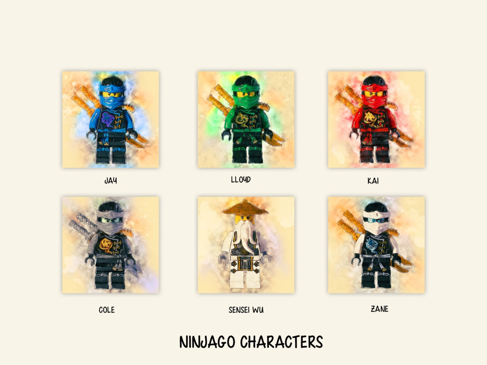 Buy 2 Get 1 FREE NINJAGO printable art watercolour prints | Etsy