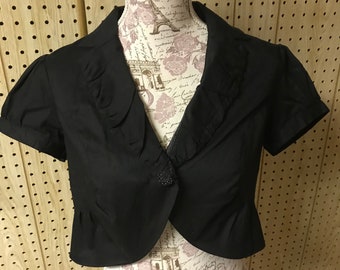 Women's Crop Jacket Black Jacket . Size 7 XS Extra Small . Women's Jacket . Short Sleeve Jacket . Women's Casual Jacket . Ladies Jacket