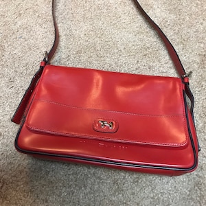 Red Faux Leather Purse .  Red .  Purse . Single Strap . Purse . Daily Handbag . Snap Clasp . Bag . Everyday Purse .  Tommy Hilfiger