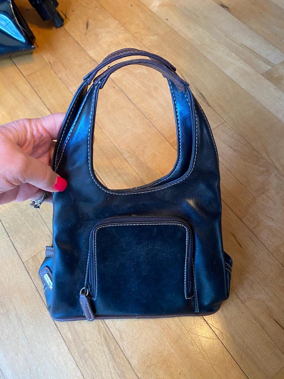 Vintage Nine West Faux Leather Purse, Brown Tones Double Strap Handbag . Gift