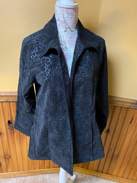 Women's Black Gray Corduroy Jacket . Light Weight… - image 1