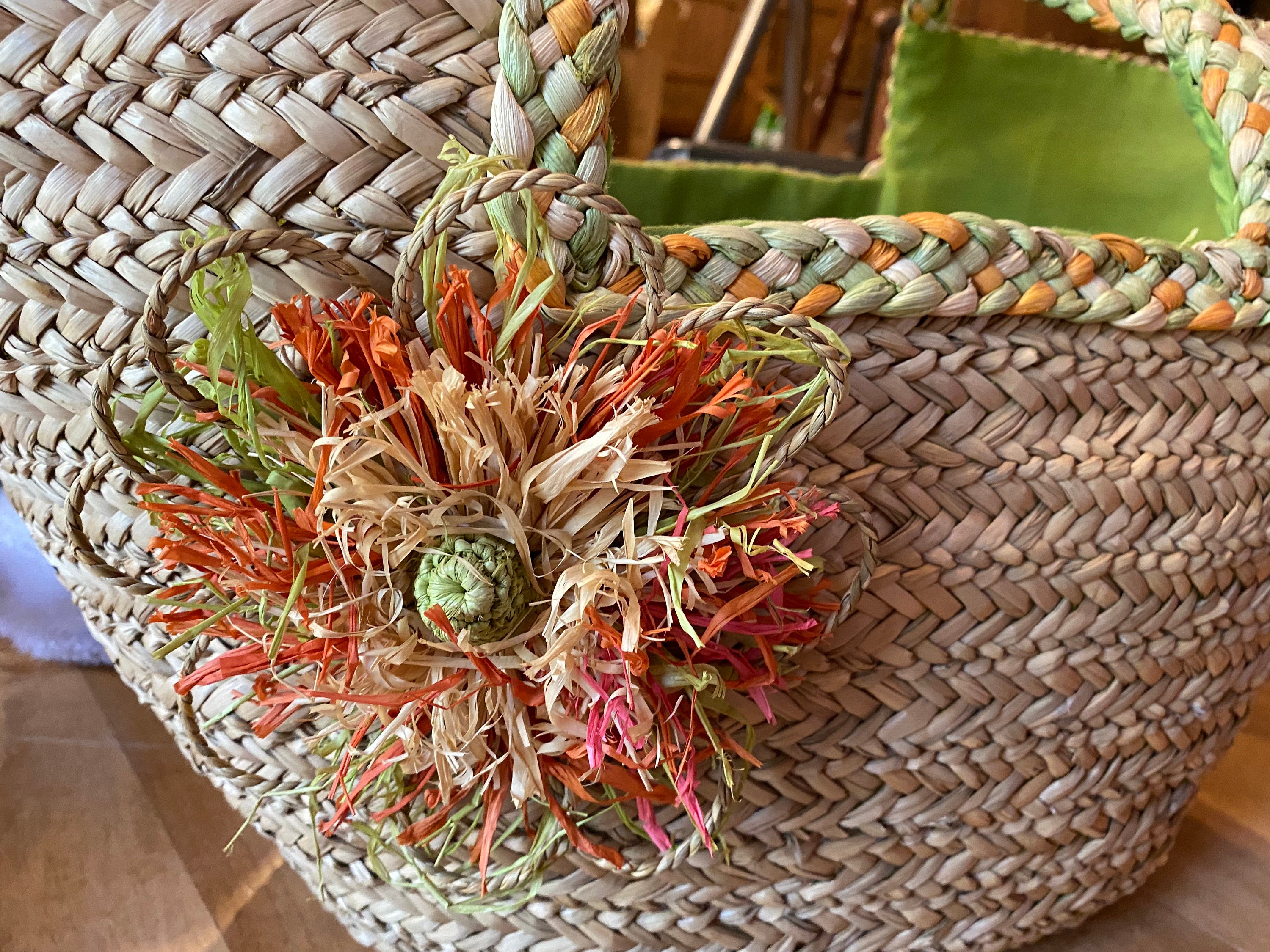Vintage tejido a mano paja Raffia Wicker Beach Tote Market Bag Boho MCM. Benetton jubilado. Bolsa de la compra Sun Tote sin usar. De segunda mano Lago Etsy Mexico