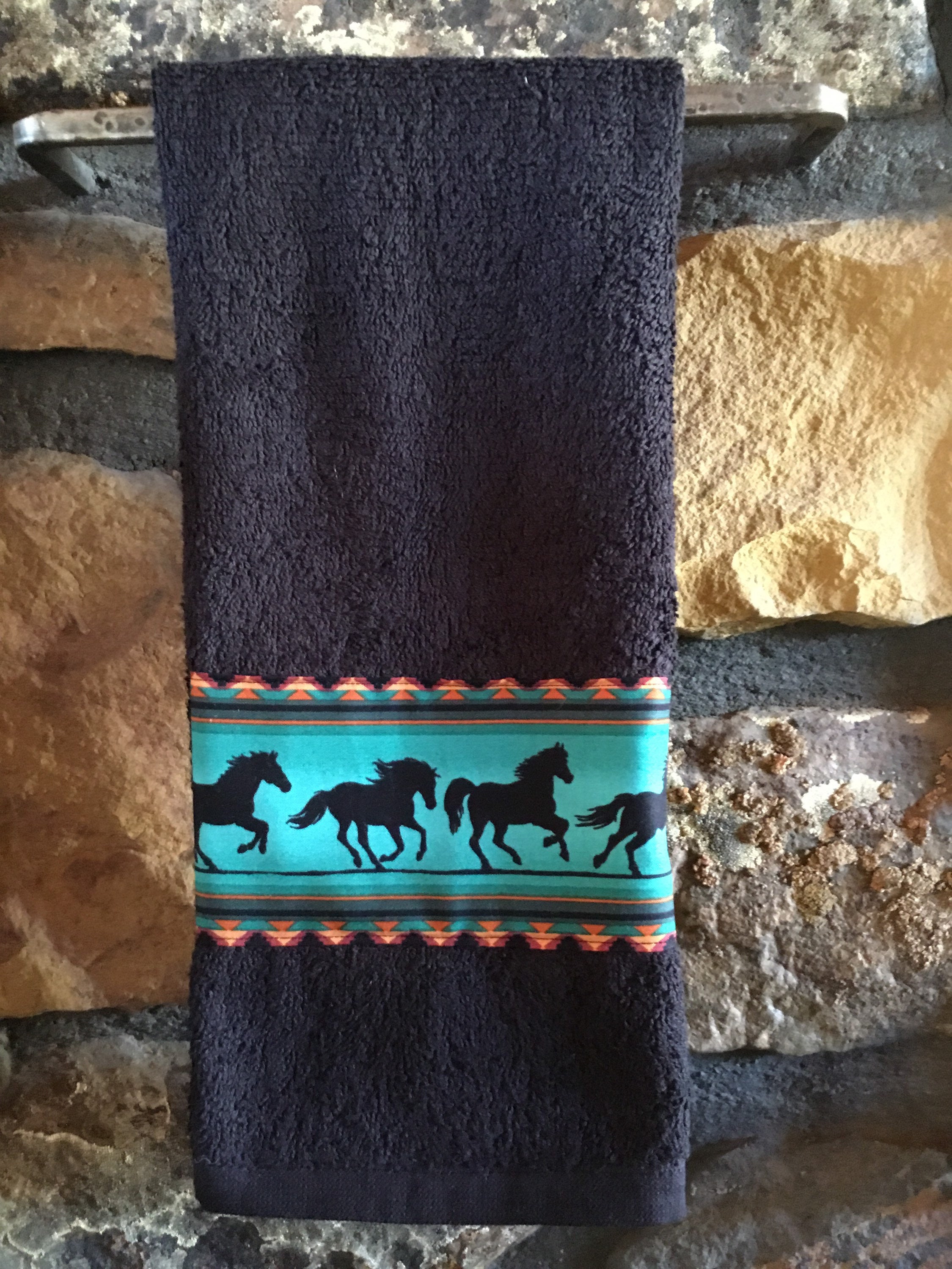 Hand Towel With Running Horses Etsy