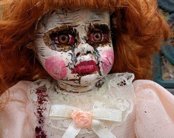 She's been naughty/altered doll/creepy doll/gothic/macabre/Halloween/zombie