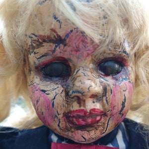 creepy doll altered doll art doll macabre horror Halloween gothic spooky witchy zombie Raven&#39;s Dark Dolls gift collectable porcelain doll