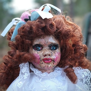 creepy doll altered doll zombie art doll macabre gothic horror halloween spooky ravens dark dolls porcelain doll collectable gift