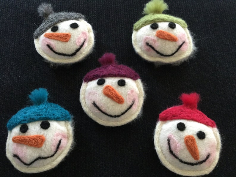 Needle Felted Snowballs With Wool Hats Maine Balsam Pine/fir Etsy