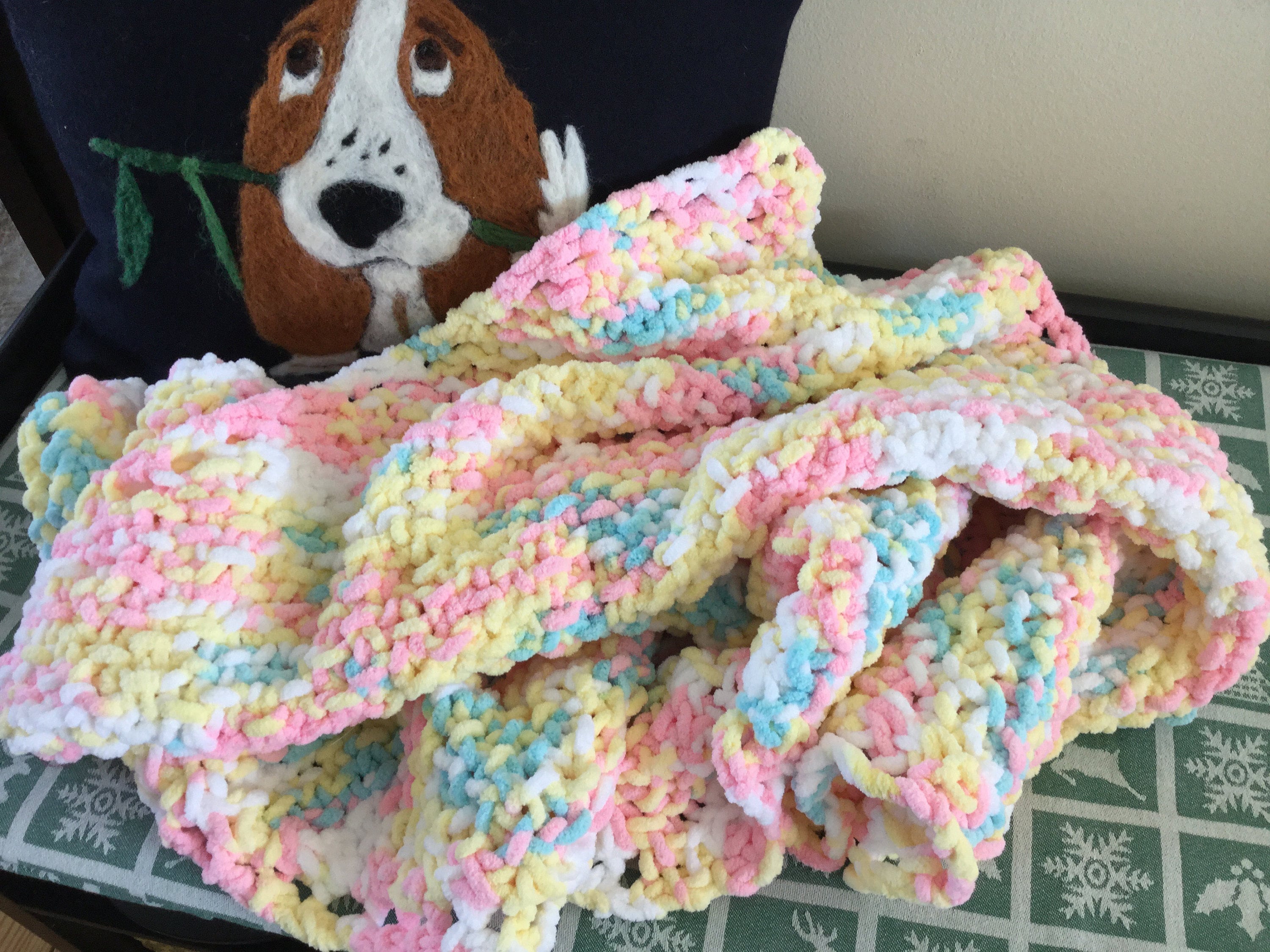 Hand Knit Multi Colored Baby Blanket Etsy UK