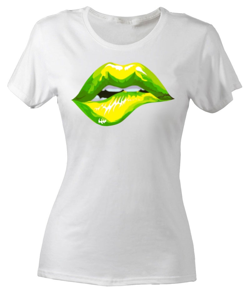 Lips Woman SLIM FIT T-shirt Love Shirt Tee Red Lips blue | Etsy