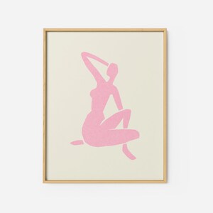 Pink Cut-outs PRINTABLE | Pastel Pink Cut-out inspired by Matisse modern Poster | Minimalist woman collage artwork pink Modern wall art