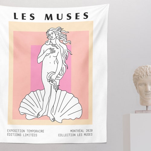 Greek Goddess 4 Tapestry Fabric Wall Hanging Midcentury Etsy