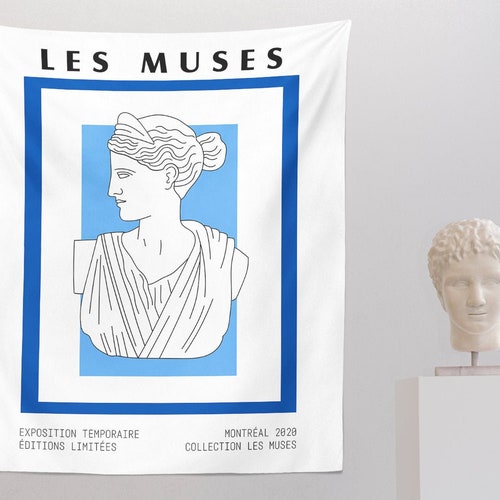 Greek God 1 Tapestry Fabric Wall Hanging Midcentury Modern Etsy