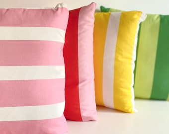 Striped Pillow Pastel stripes pink Cotton Twill Cushion Cover Danish Pastel aesthetics color block Throw Pillow square cotton pillow summer