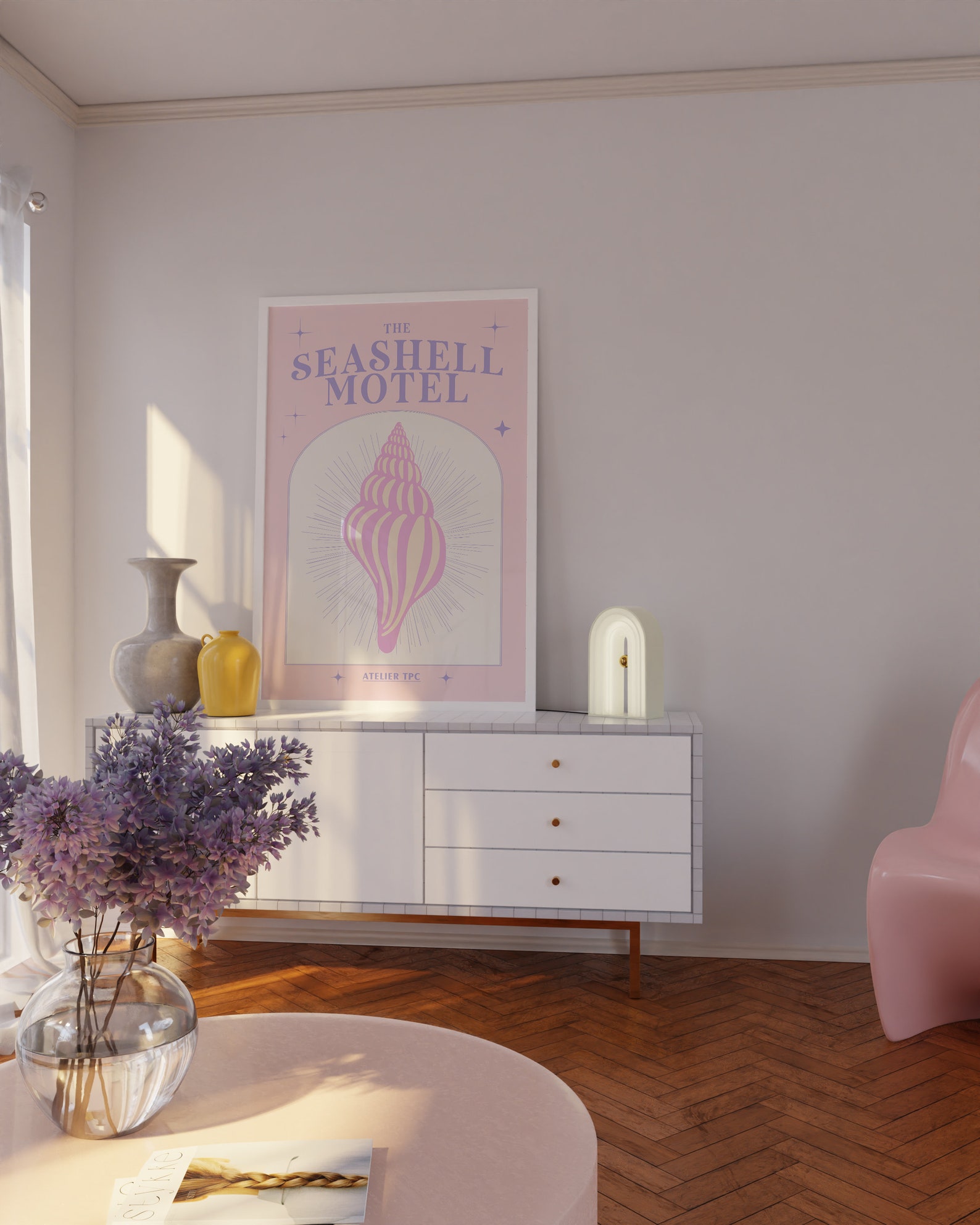 The Seashell Motel 1 PRINTABLE Pastel Pink Lilac Seashell | Etsy