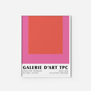 Color Block 1 Art Print | Museum poster abstract artwork Mid Century modern Poster | pink red colour block art print poster Midcentury