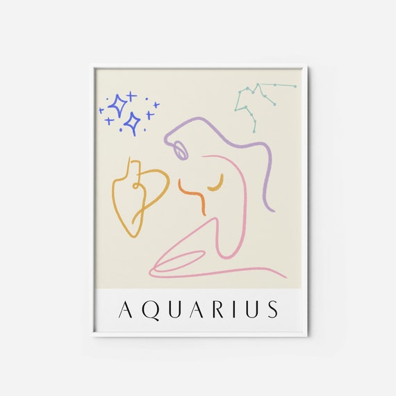 Zodiac Sign Poster Astrology Wall Art Printable Poster Home Decor Aquarius Sign Poster Astrology Poster Wall Art Aquarius Poster