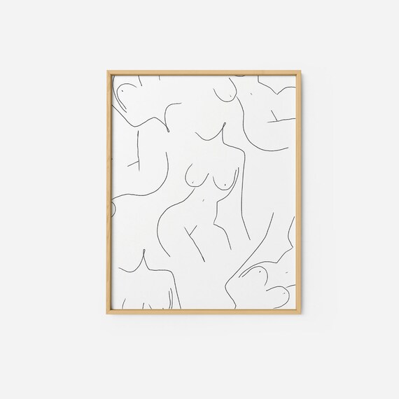 Girl Gang Art Print Woman Body Sketch Nude Line Drawing Etsy