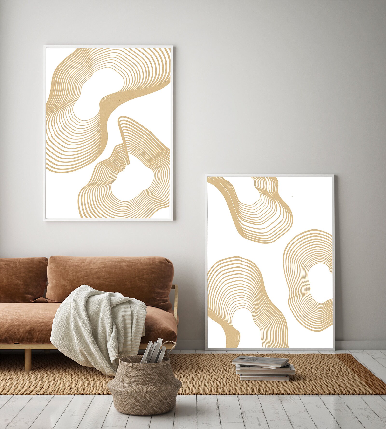 Golden Lines 1 ART PRINT Line Drawing Scandinavian Minimal | Etsy