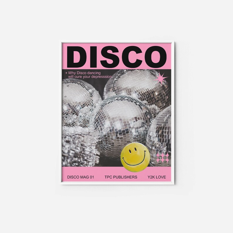 Disco Ball PRINTABLE Disco Vintage Magazine Y2k Aesthetic Wall - Etsy