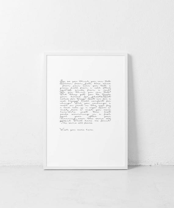 Wish You Were Here Printable Pink Floyd Lyrics Poster Black Etsy