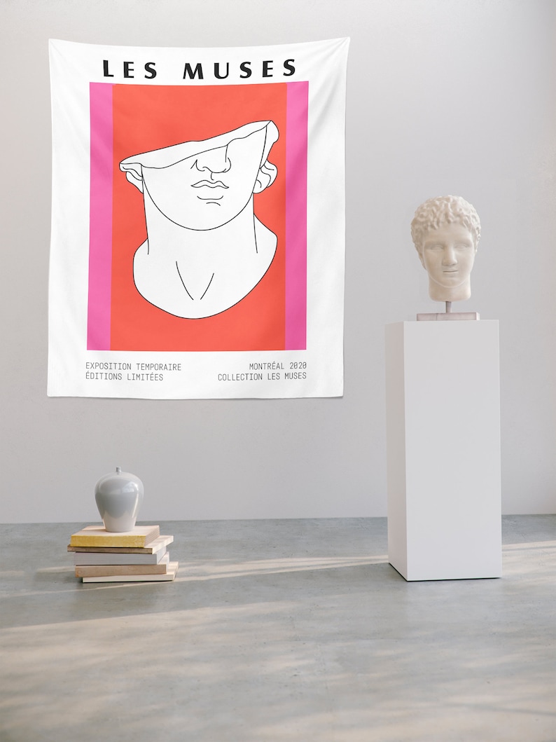 Greek God 1 Tapestry Fabric Wall Hanging Midcentury Modern Etsy