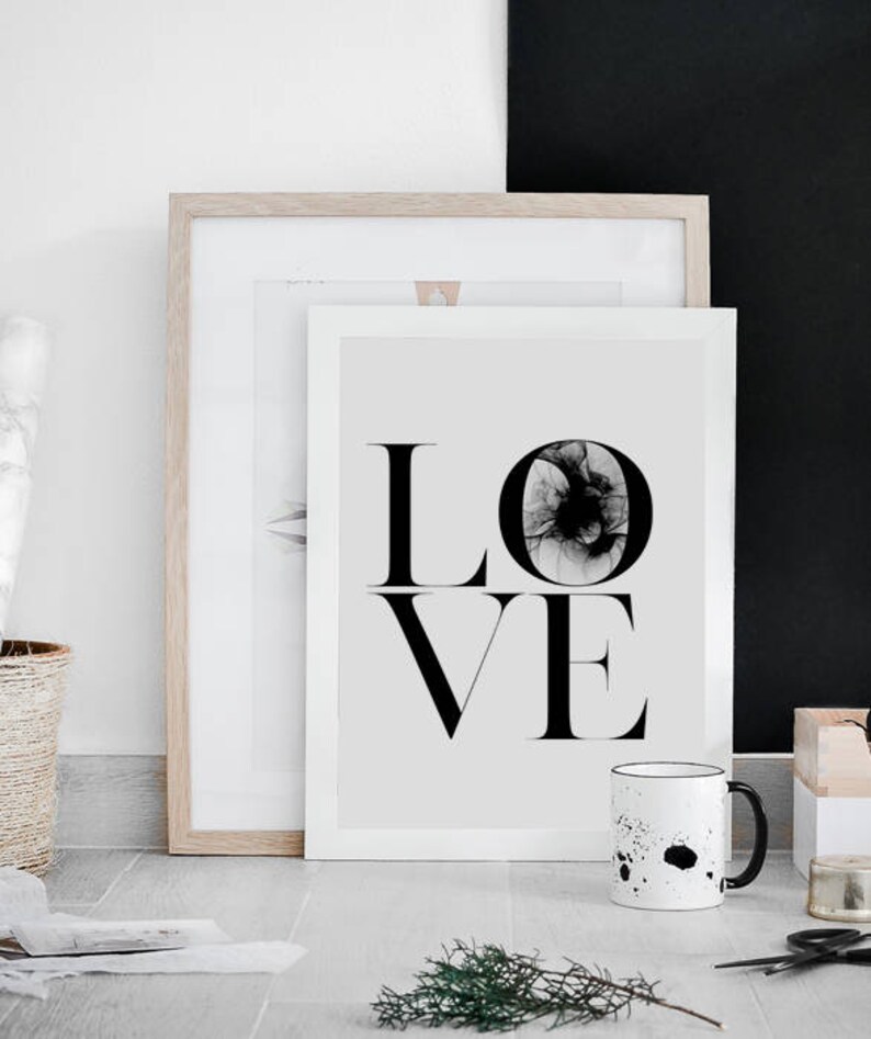 Minimalist poster Scandinavian modern Home Decor Fashion Tyography Art Black and white artwork Love quote Wall Art LOVE PRINTABLE