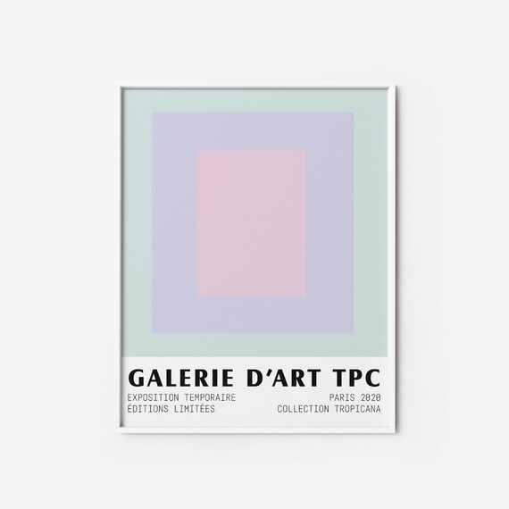 color block 80s printable pastel blue pink museum poster etsy