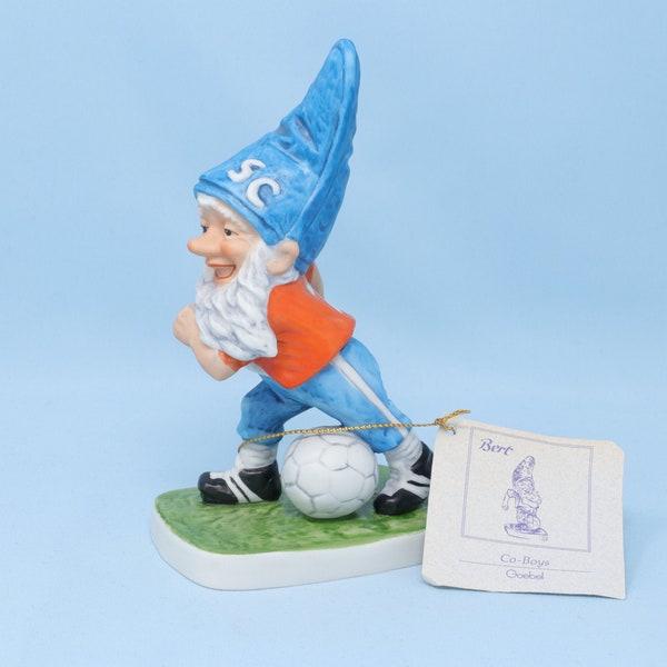 MINT 5.75 in Goebel gnome Bert, Goebel Co-boys, gnome playing soccer, Soccer Player, dwarf figurine, vintage from 1990, Goebel gift