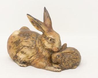 青と白のデダム陶器のウサギ - Etsy 日本