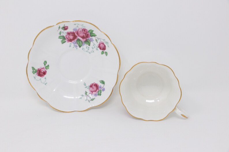 MINT English Castle Tea Cup With a Saucer Pink Roses Design Etsy