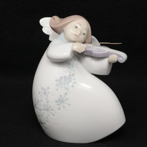 Lladro EXCELLENT VINTAGE Little Angel with Violin #6529, 4 3/4&quot; tall Lladro angel figurine, Christmas decor, angel figure, vintage gift