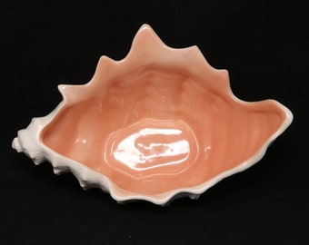 AS IS (1 chip) Fitz and Floyd Conch Shell bowl/ nut dish/ candy dish, 8" long, ceramic beach decor, shell nut dish, novelty candy dish