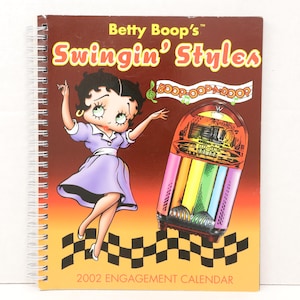 VERY NICE CLEAN Betty Boop Swinging Styles 2002 Engagement Calendar (matches 2024!), no writing inside, collectible Betty Boop decor/ gift