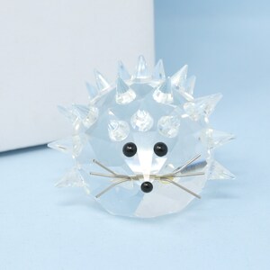 Very Nice IN GIFT BOX 2.5&quot; Swarovski Hedgehog figurine #7630 050, large Swarovski crystal round Hedgehog with metal whiskers, vintage gift
