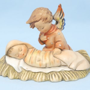 Excellent Vintage Hummel Angelic Sleep figurine/ candle holder #25, Hummel angel and child, TMK3, Goebel guardian angel, Hummel gift