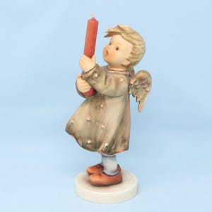 MINT 6 3/4&quot; Hummel Watchful Angel figurine #191, TMK5, Goebel Hummel angel with candlestick, vintage porcelain Hummel gift