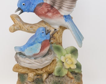 Bluebird at Nest Figurine Music Box, Vintage Shafford Japan, 7